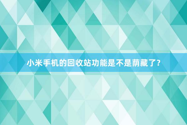 小米手机的回收站功能是不是荫藏了？